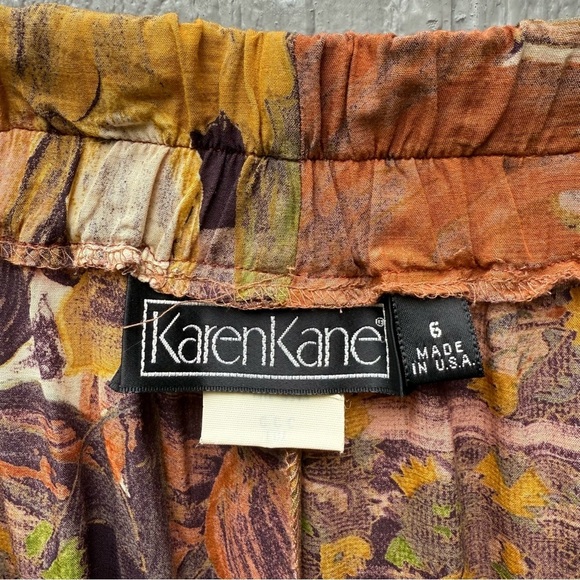 Vintage 80s Karen Kane Ultra High Waist Floral Pleated Gaucho Short Pants 6 - Picture 7 of 8